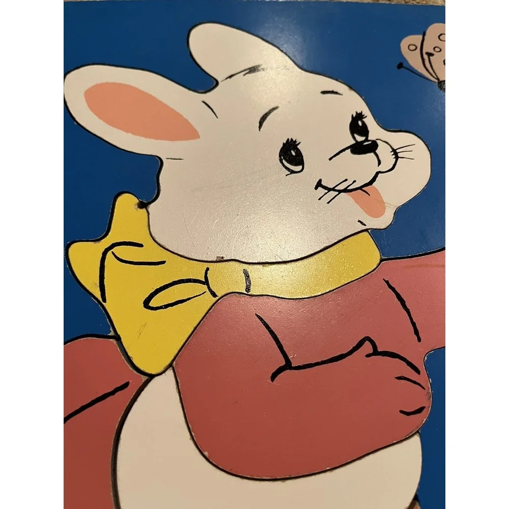 VTG Playskool Wooden Puzzles Mickey Mouse & Peter Rabbit 1970's Young Child